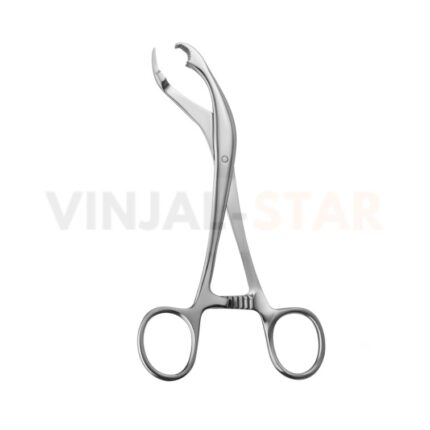 Verbrugge bone holding forceps with curved serrated jaws and ratchet lock ring handles - VS Surgico