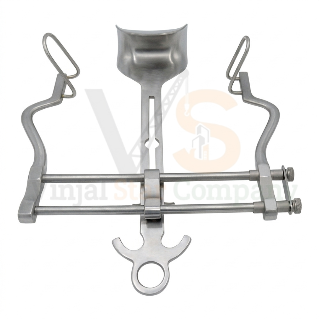 Balfour Retractor 7 inch spread self-retaining fenestrated side blades solid center blade - VS Surgico