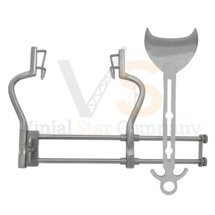 Balfour Abdominal Retractor 12 inch spread curved center blade fenestrated side blades - VS Surgico