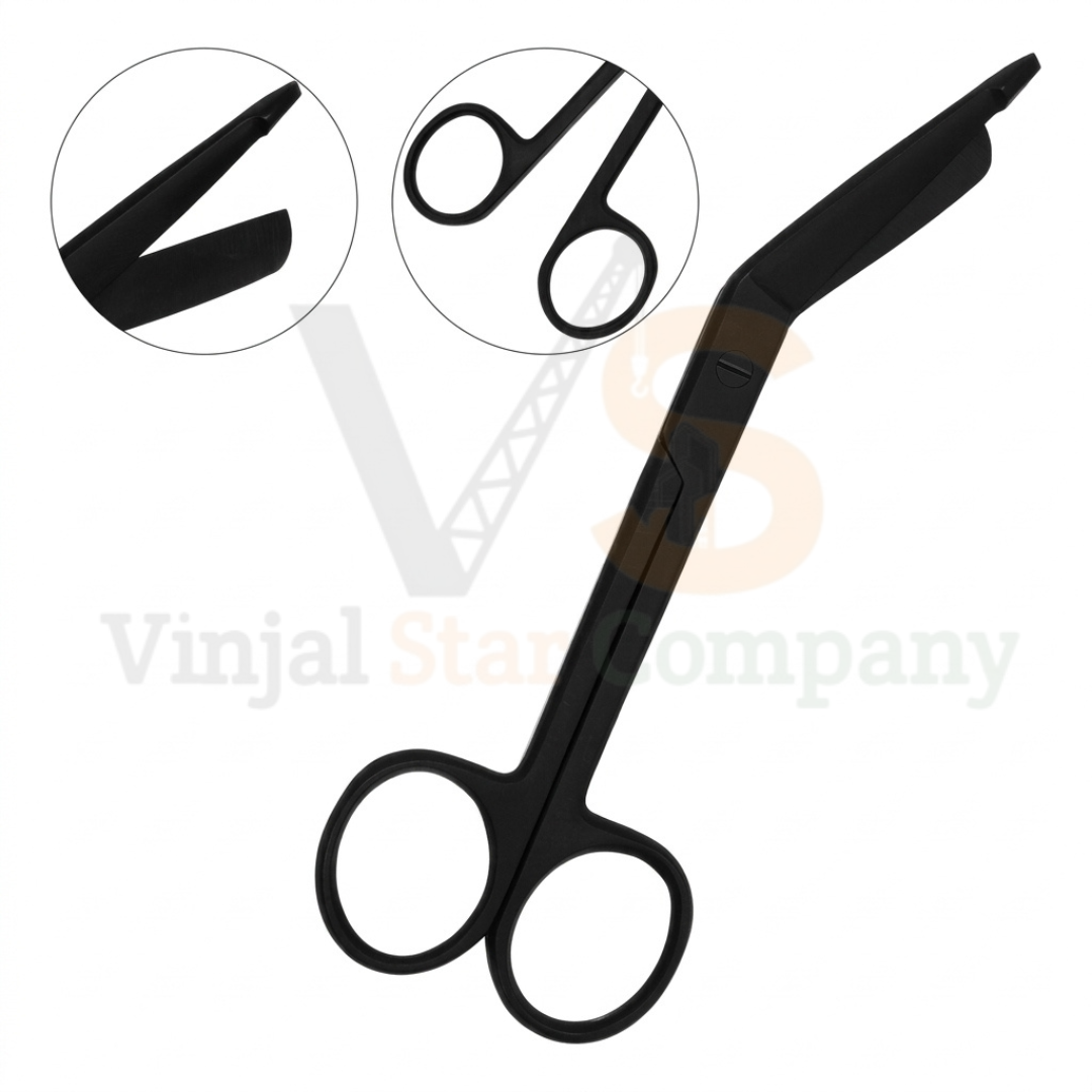 Black coated Lister bandage scissors 5.5 inch blunt tip EMT first aid - VS Surgico
