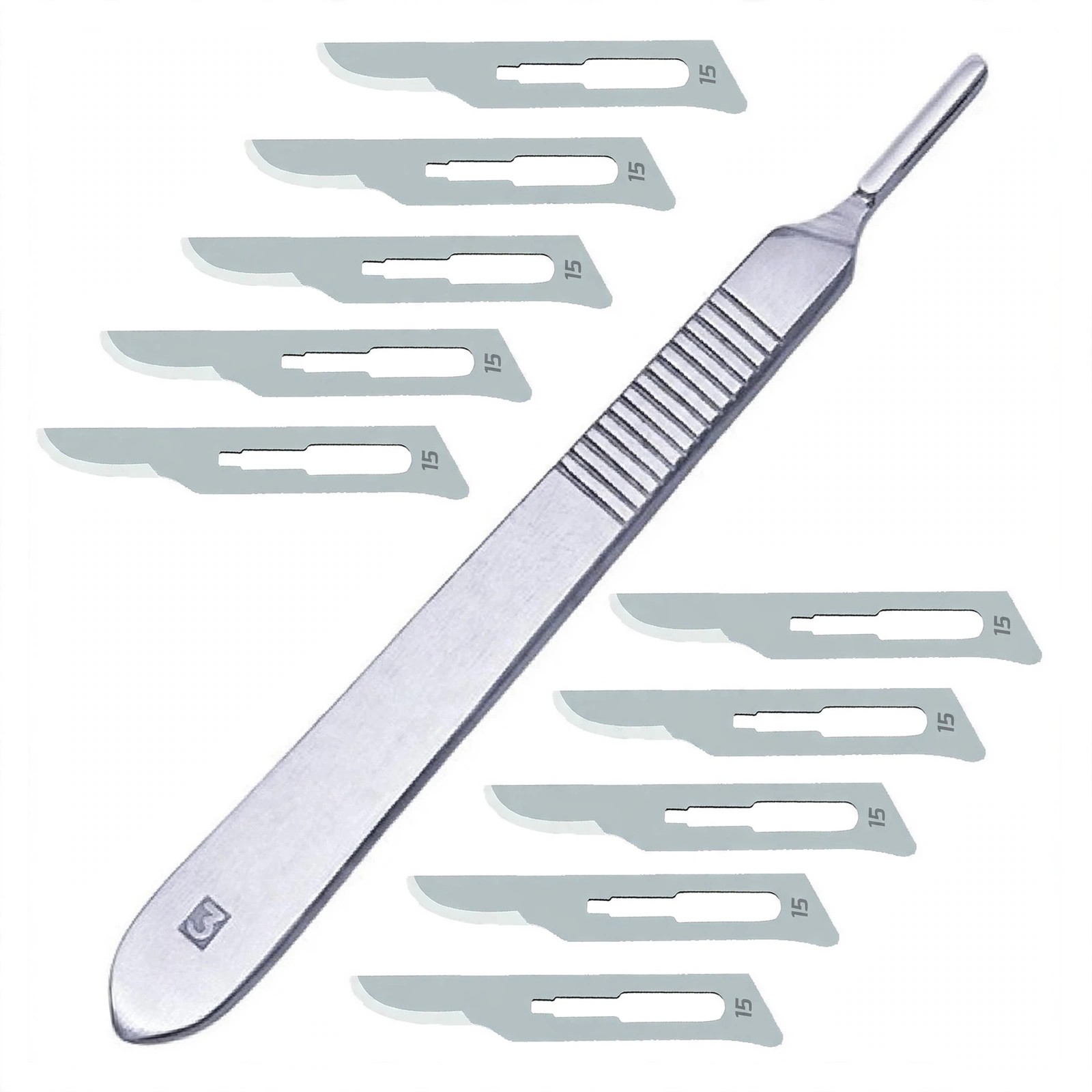 VS-GAP-038-clean 10 Sterile Surgical Blades #15 with Scalpel Knife Handle #3 | VS Surgico - Image 1