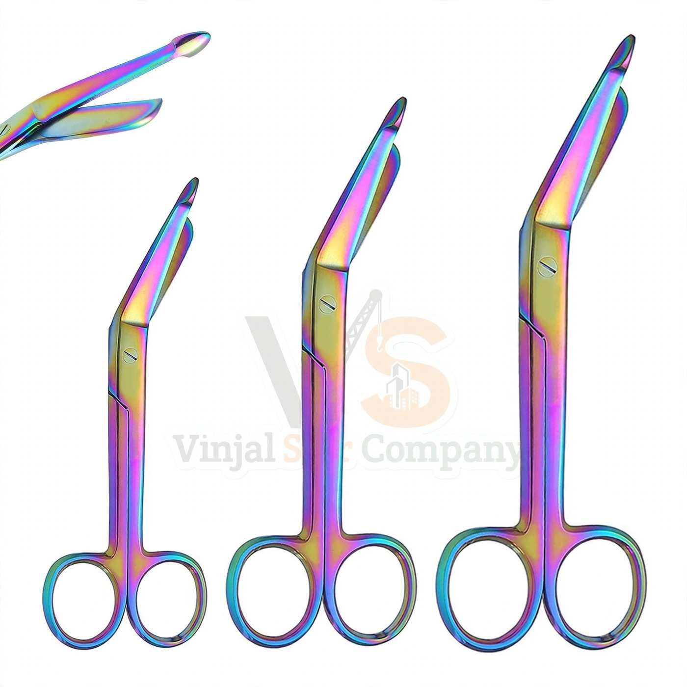 Vinjal Star - 1094 - Vinjal Star Company product photo 3 Pcs Rainbow Lister Bandage Scissors Set | Bandage Cutting | VS Surgico - Image 1