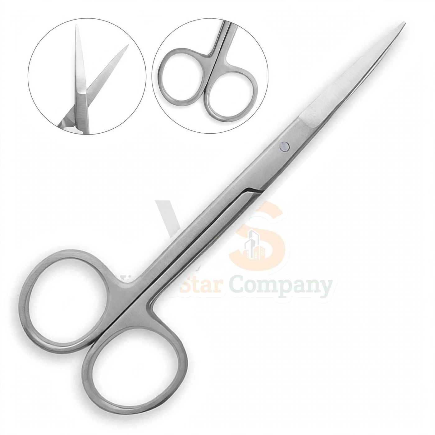 Vinjal Star - 1188 - Vinjal Star Company product photo Iris Scissors 4 5 Straight Round Pattern | Delicate Dissecting | VS Surgico - Image 1