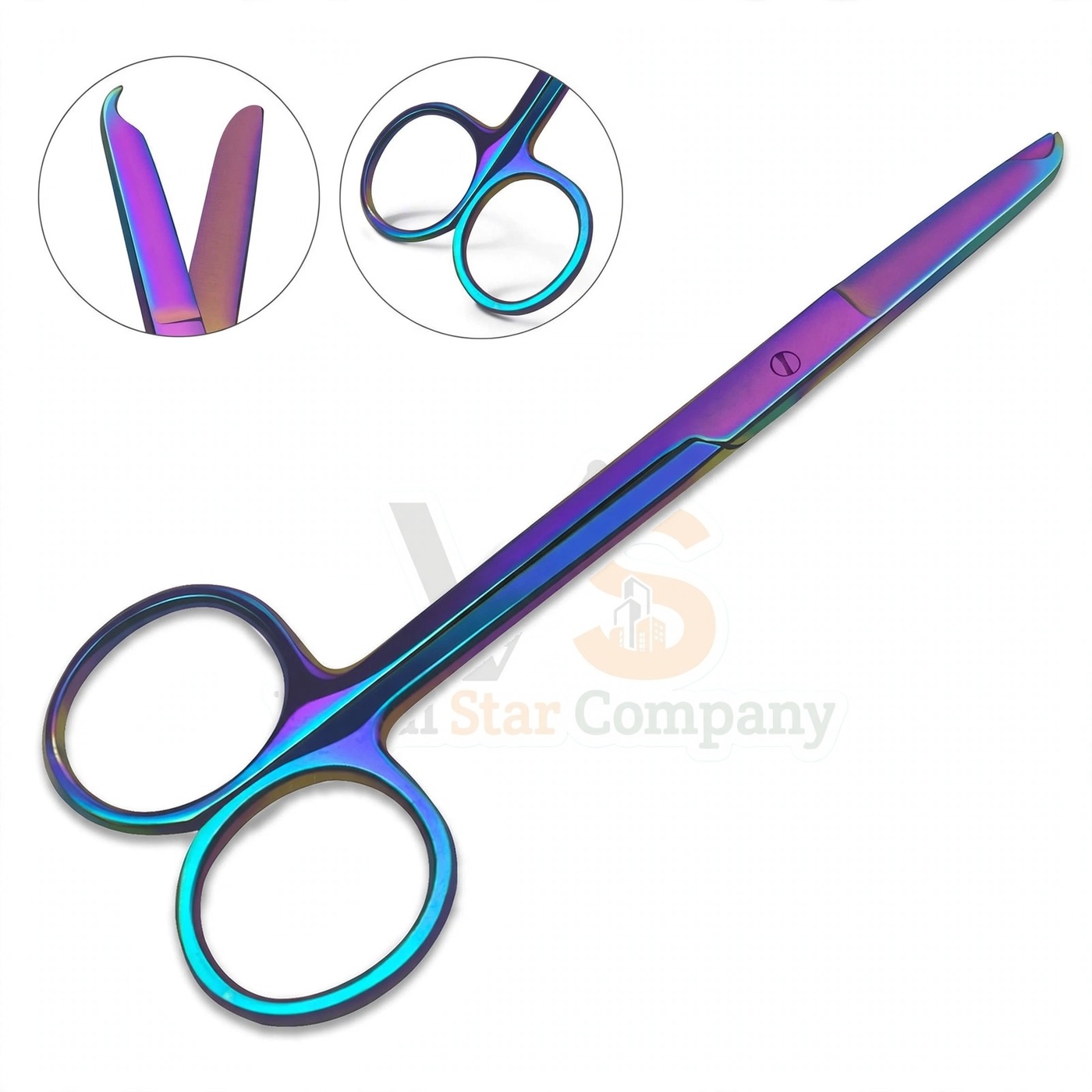 Vinjal Star - 1334 - Vinjal Star Company product photo Rainbow Iris Scissors 4 5 Straight | Delicate Dissecting | VS Surgico - Image 1