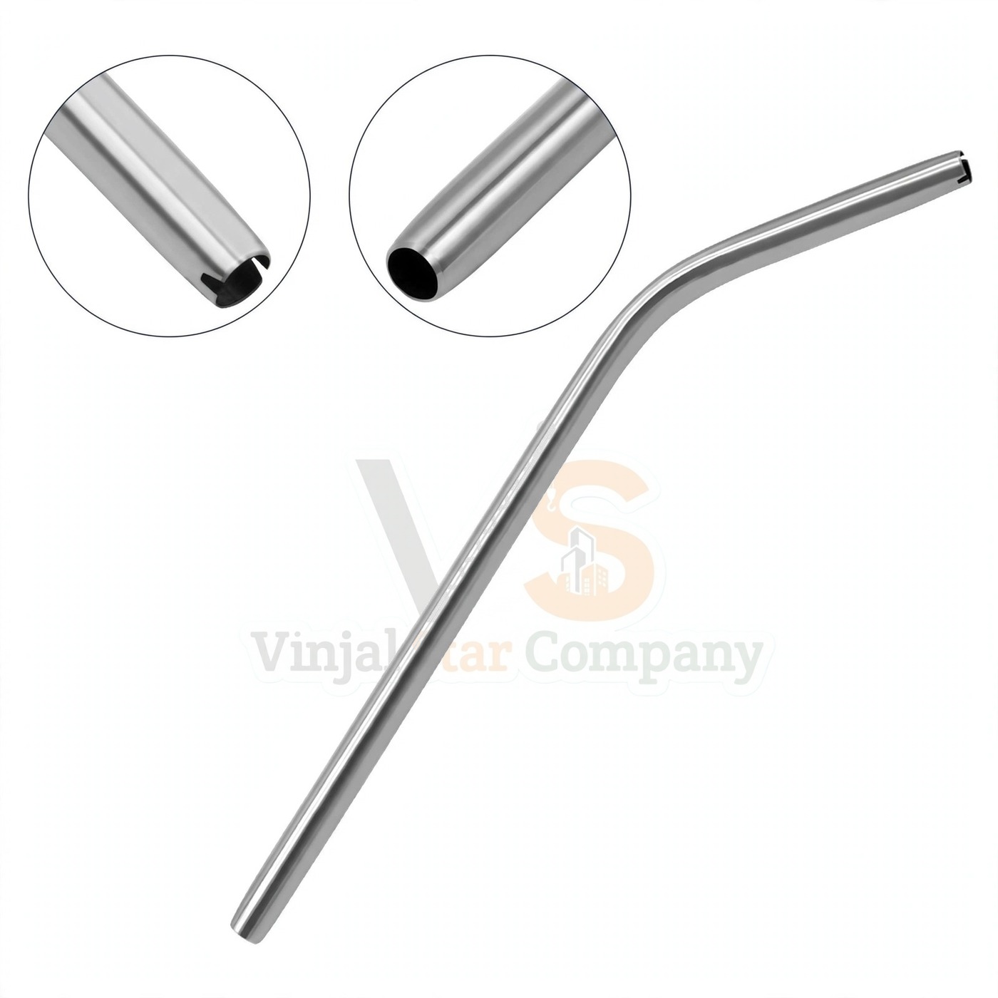 Vinjal Star - 160 - Vinjal Star Company product photo Saliva Ejector Suction 6mm Short Handpiece Tip 45 Degree Angled | Saliva Suction | VS Surgico - Image 1