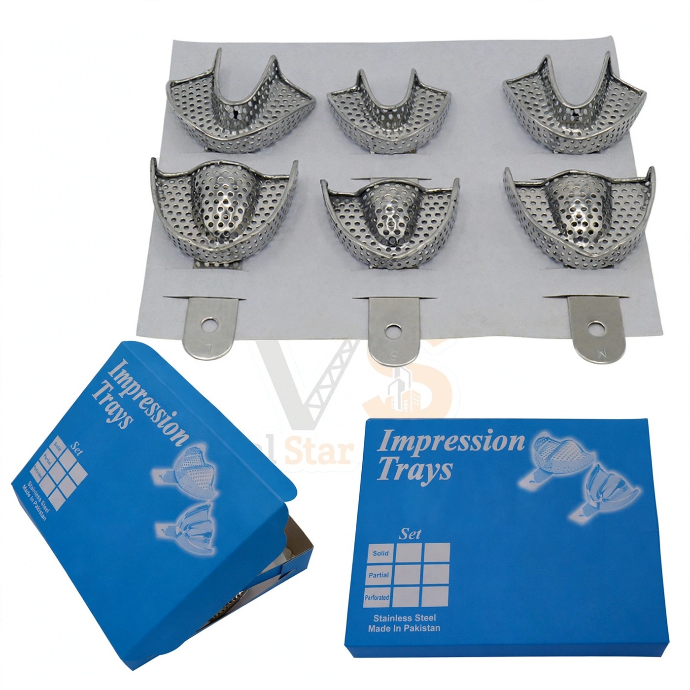 Vinjal Star - 177 - Vinjal Star Company product photo 6 Pcs Pedo Impression Trays Perforated | Impression Taking | VS Surgico - Image 1