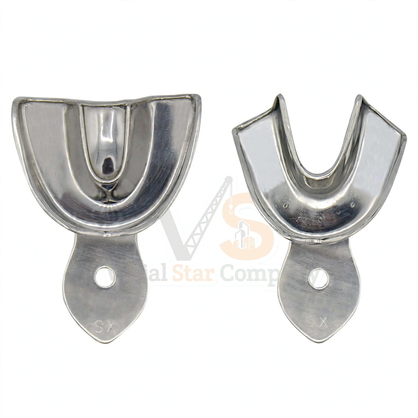 Vinjal Star - 191 - Vinjal Star Company product photo Metal Impression Trays Solid X Small Stainless Steel Upper Lower | Impression Taking | VS Surgico - Image 1