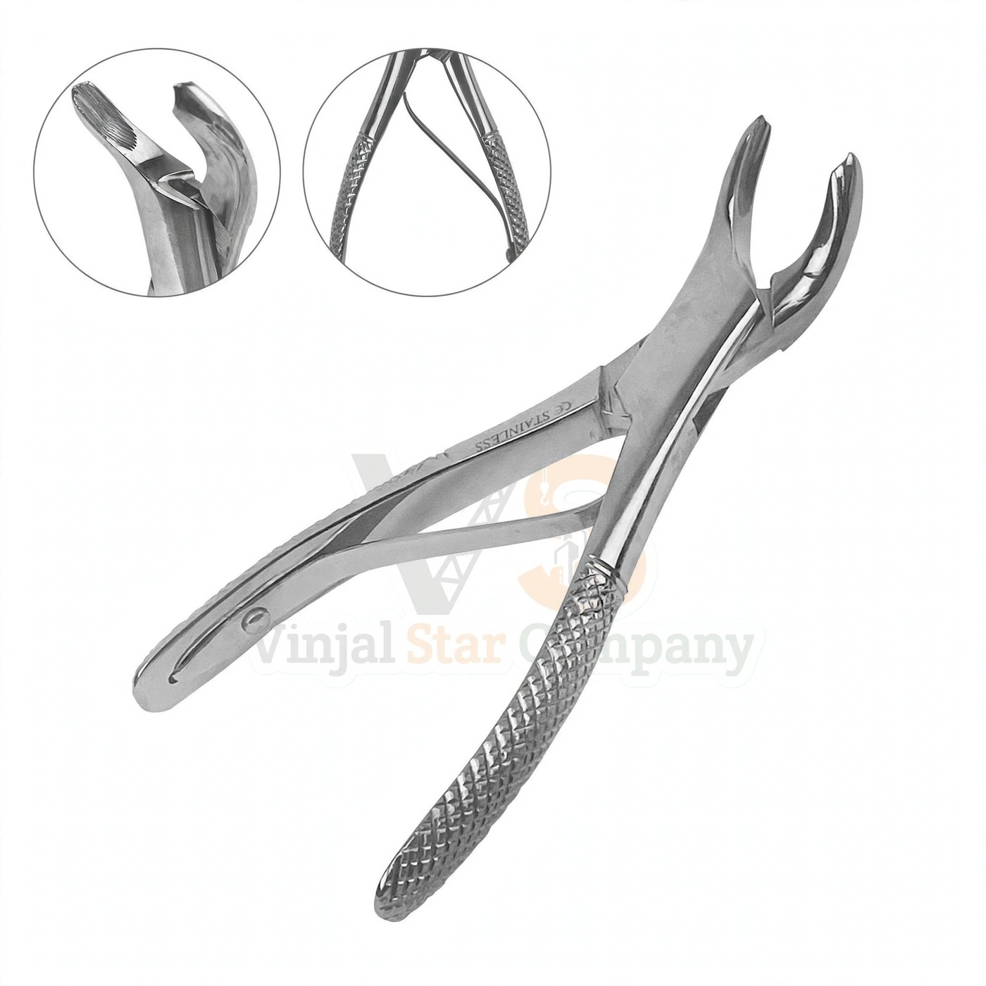 Vinjal Star - 646 - Vinjal Star Company product photo Dental Extracting Forceps 1std Gold Hollow Python Grip Handle | Dental Extracting Forceps | VS Surgico - Image 1