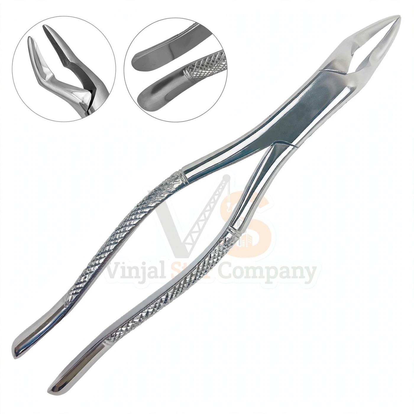 Vinjal Star - 650 - Vinjal Star Company product photo Dental Extracting Forceps 53l With Gold Hollow Python Grip Handle | Dental Extracting Forceps | VS Surgico - Image 1