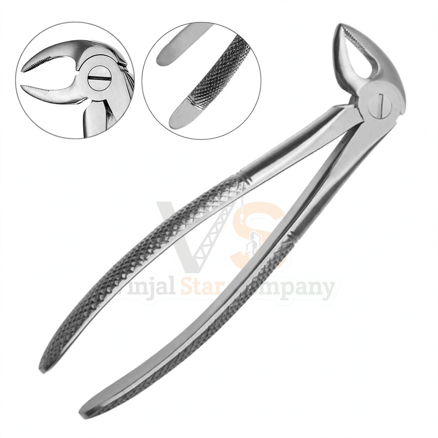 Vinjal Star - 814 - Vinjal Star Company product photo English Pattern Extraction Forceps 33 Lower Roots Serrated | Tooth Extraction | VS Surgico - Image 1