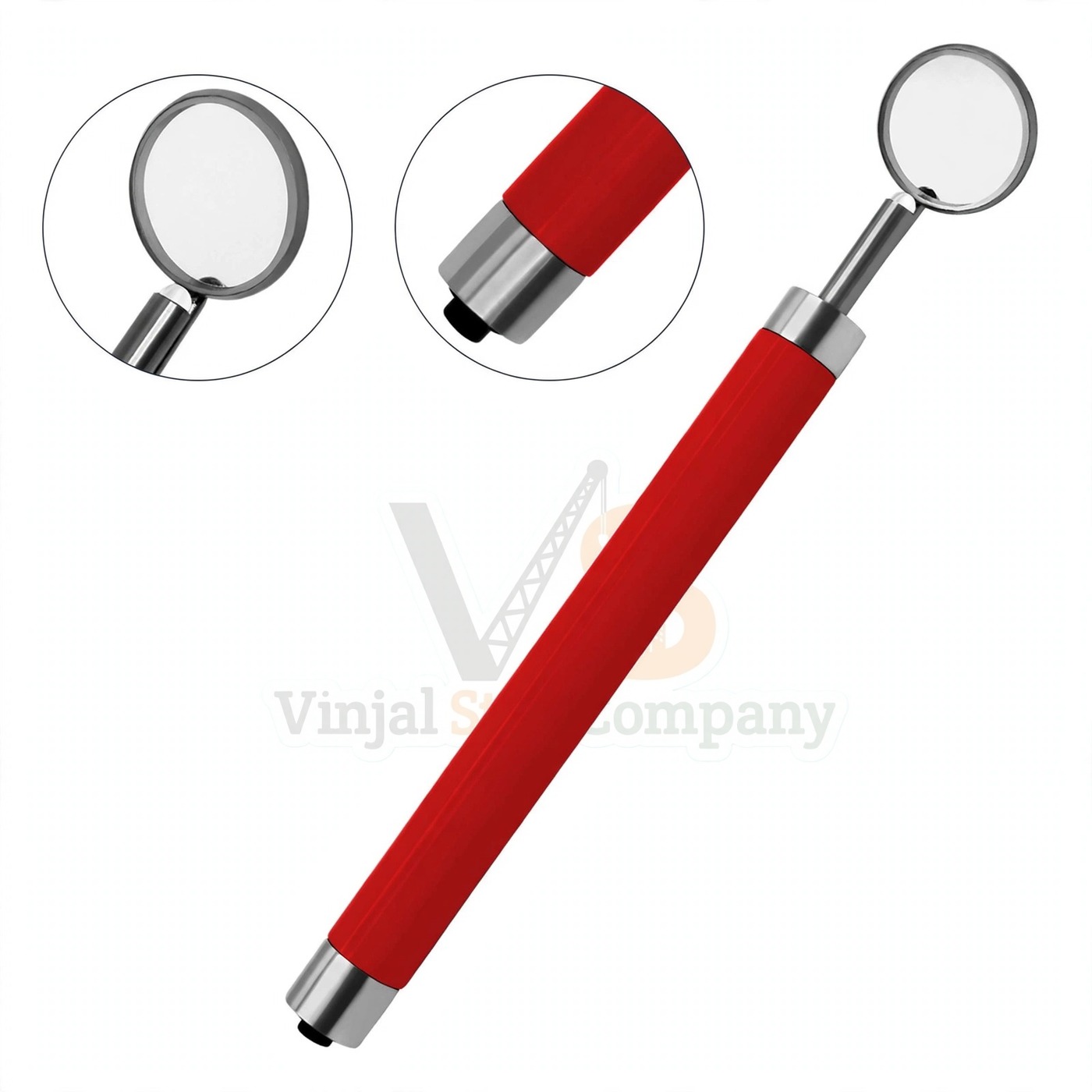 Vinjal Star - 937 - Vinjal Star Company product photo Dental Mirror With Light Red Color Handle | Illuminated Examination | VS Surgico - Image 1