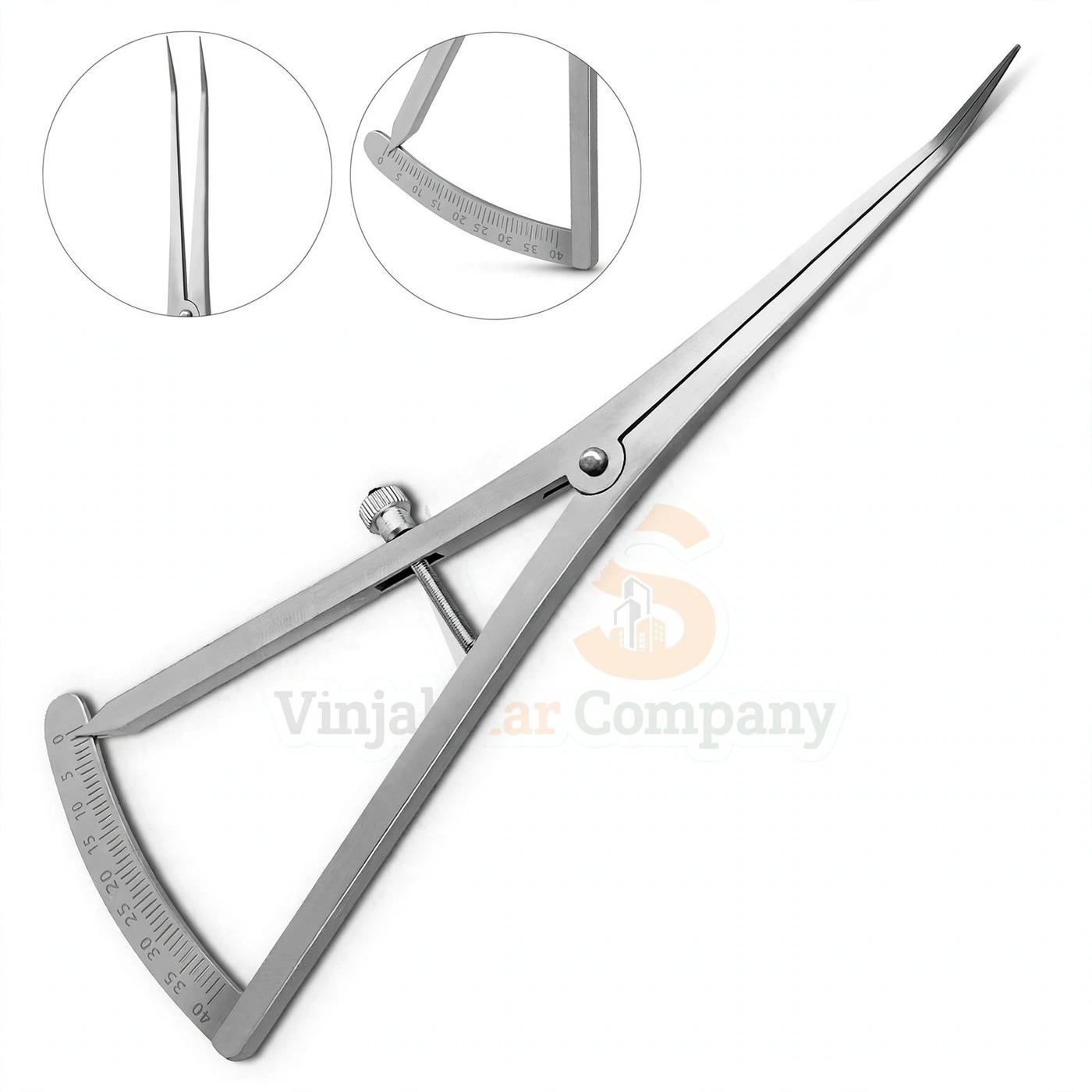 Vinjal Star - 004 - Vinjal Star Company product photo 12 Pcs Castroviejo Caliper Long 0-40mm Angled 6 | Precise Implant Measurement | VS Surgico - Image 1