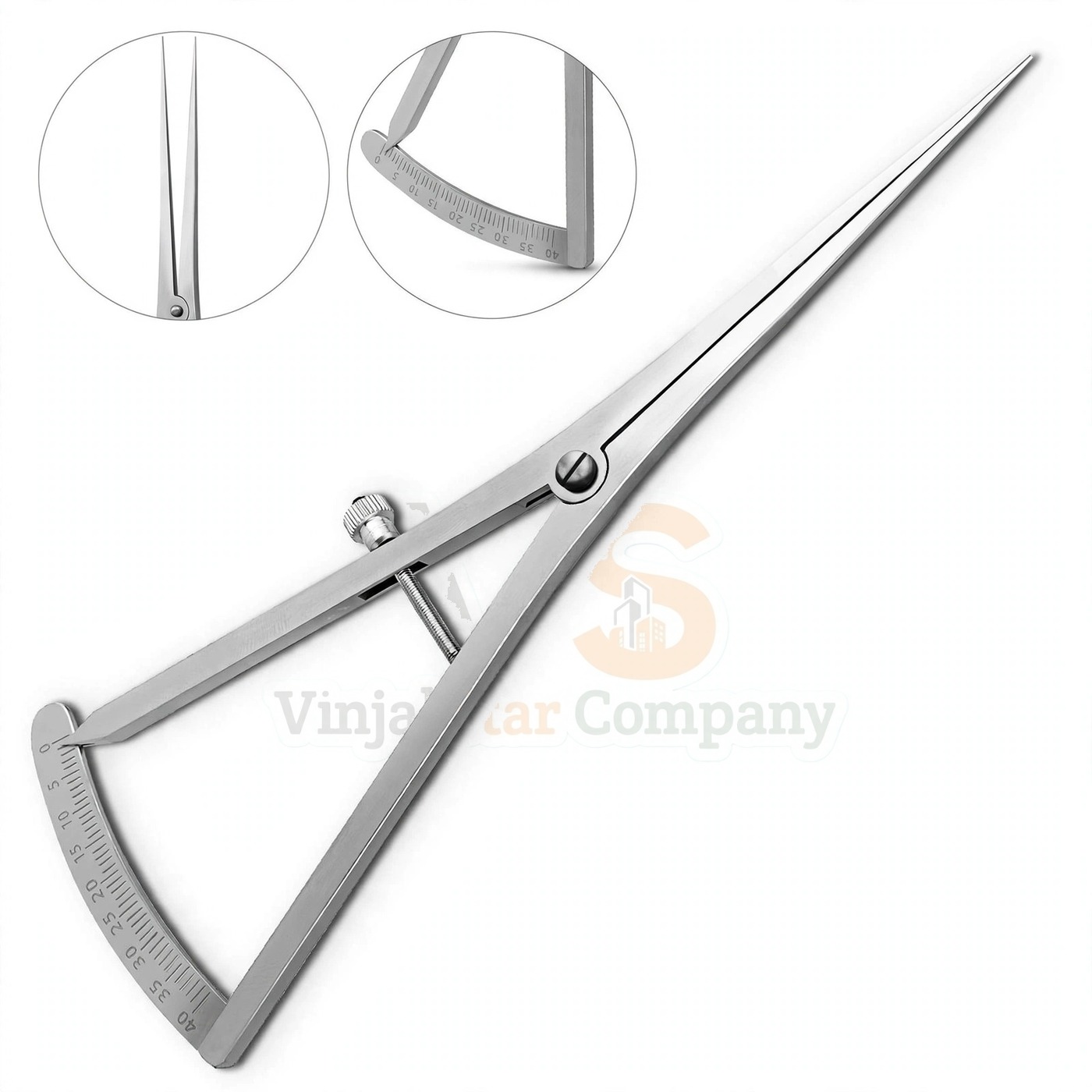Vinjal Star - 019 - Vinjal Star Company product photo 6 Castroviejo Caliper 0-40mm Straight Implant | Precise Implant Measurement | VS Surgico - Image 1