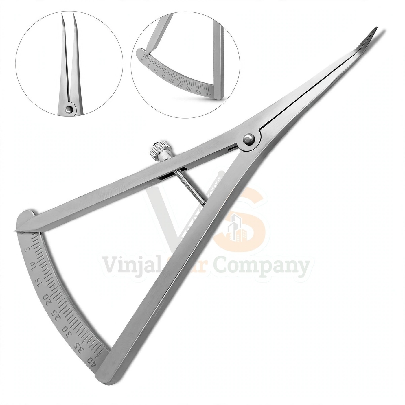 Vinjal Star - 026 - Vinjal Star Company product photo Castroviejo Caliper 3.5 Graduated 0-40mm Angled | Precise Implant Measurement | VS Surgico - Image 1
