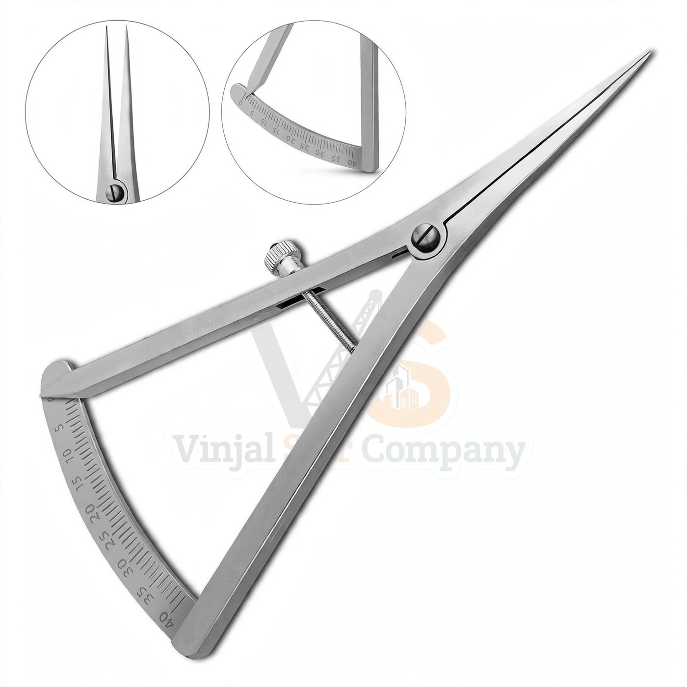 Vinjal Star - 027 - Vinjal Star Company product photo Castroviejo Caliper 3.5 Graduated 0-40mm Straight | Precise Implant Measurement | VS Surgico - Image 1