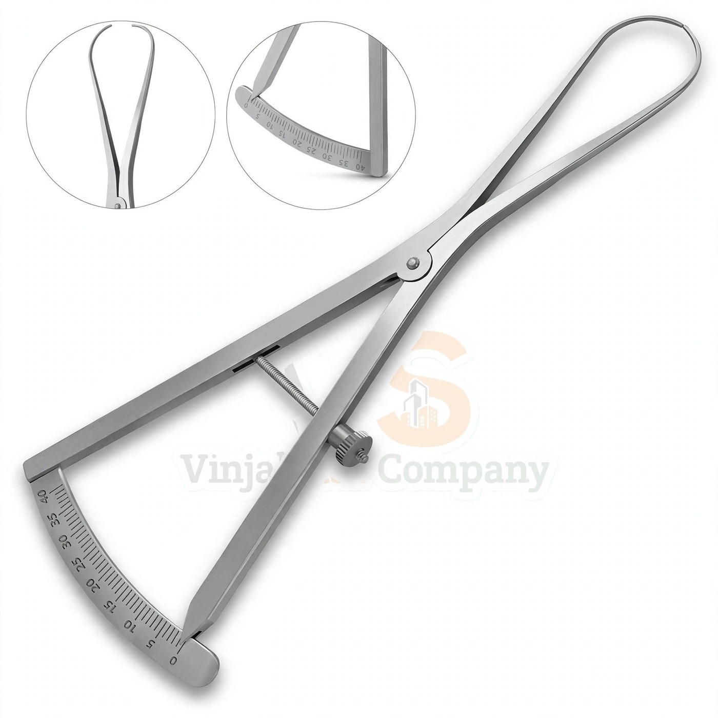 Vinjal Star - 029 - Vinjal Star Company product photo Castroviejo Caliper 6 Round Tips Graduated 0-40mm | Precise Implant Measurement | VS Surgico - Image 1