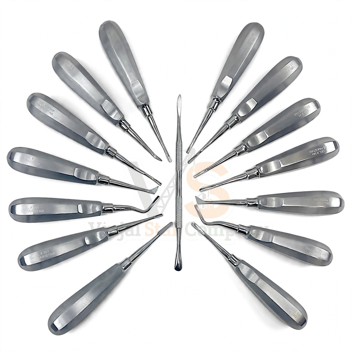 Vinjal Star - 084 - Vinjal Star Company product photo 15 Pcs Dental Elevators Set Oral Implant Extraction Surgical Instruments | Tooth Elevation | VS Surgico - Image 1