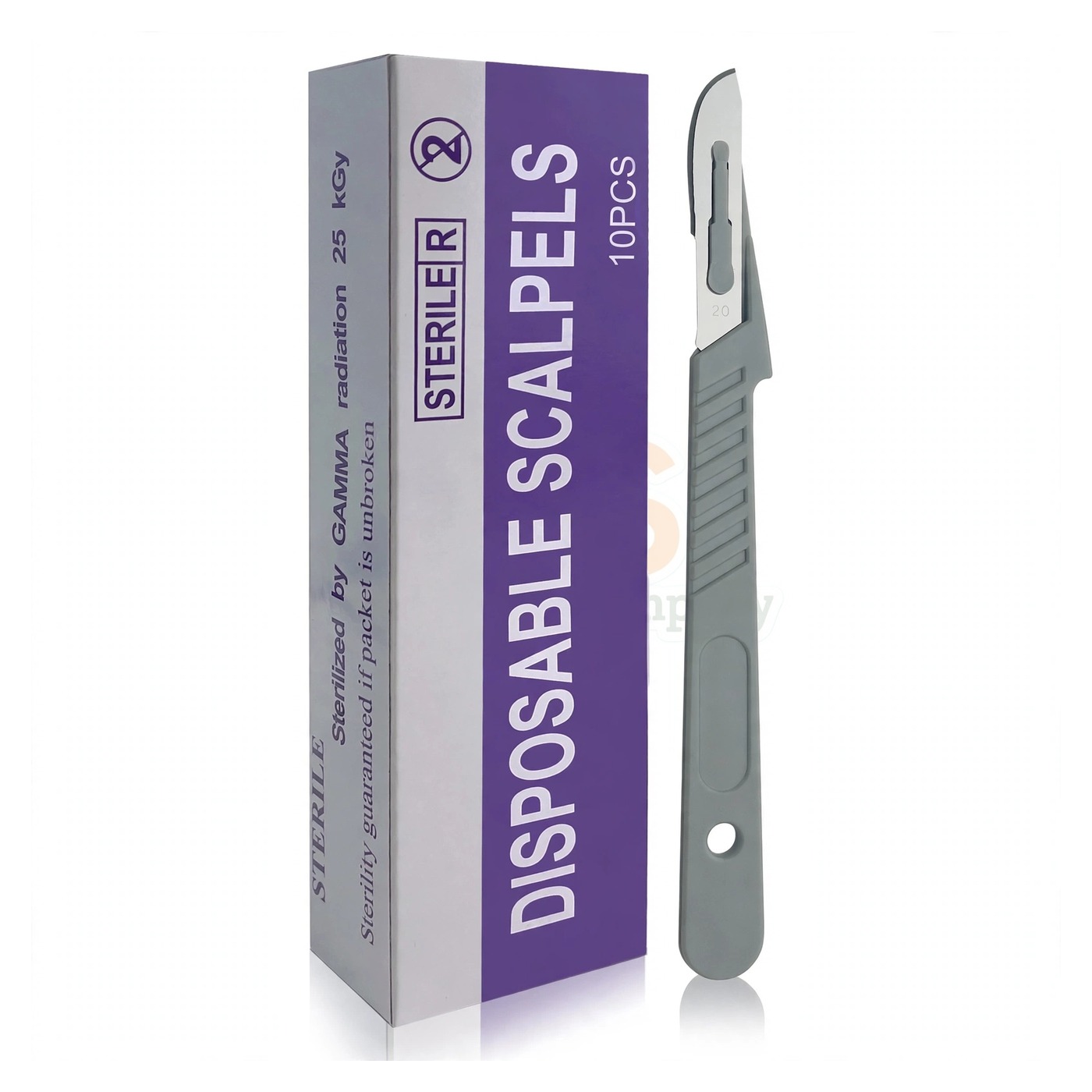 sm2727-1.jpg 10 Pcs Disposable Scalpel Blades 20 With Plastic Handle | VS Surgico - Image 1