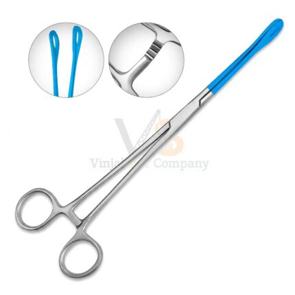 Sponge Forceps Blue Coated 9 5 Straight Serrated Jaws | VS Surgico