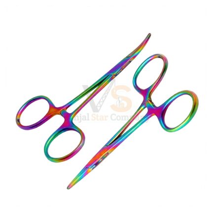 Multi Rainbow Color Mosquito Forceps Set 5 Straightcurved | VS Surgico