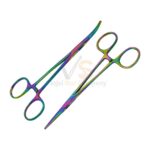 2 Multi Rainbow Color Kelly Forceps 14cm Straight Curved | VS Surgico