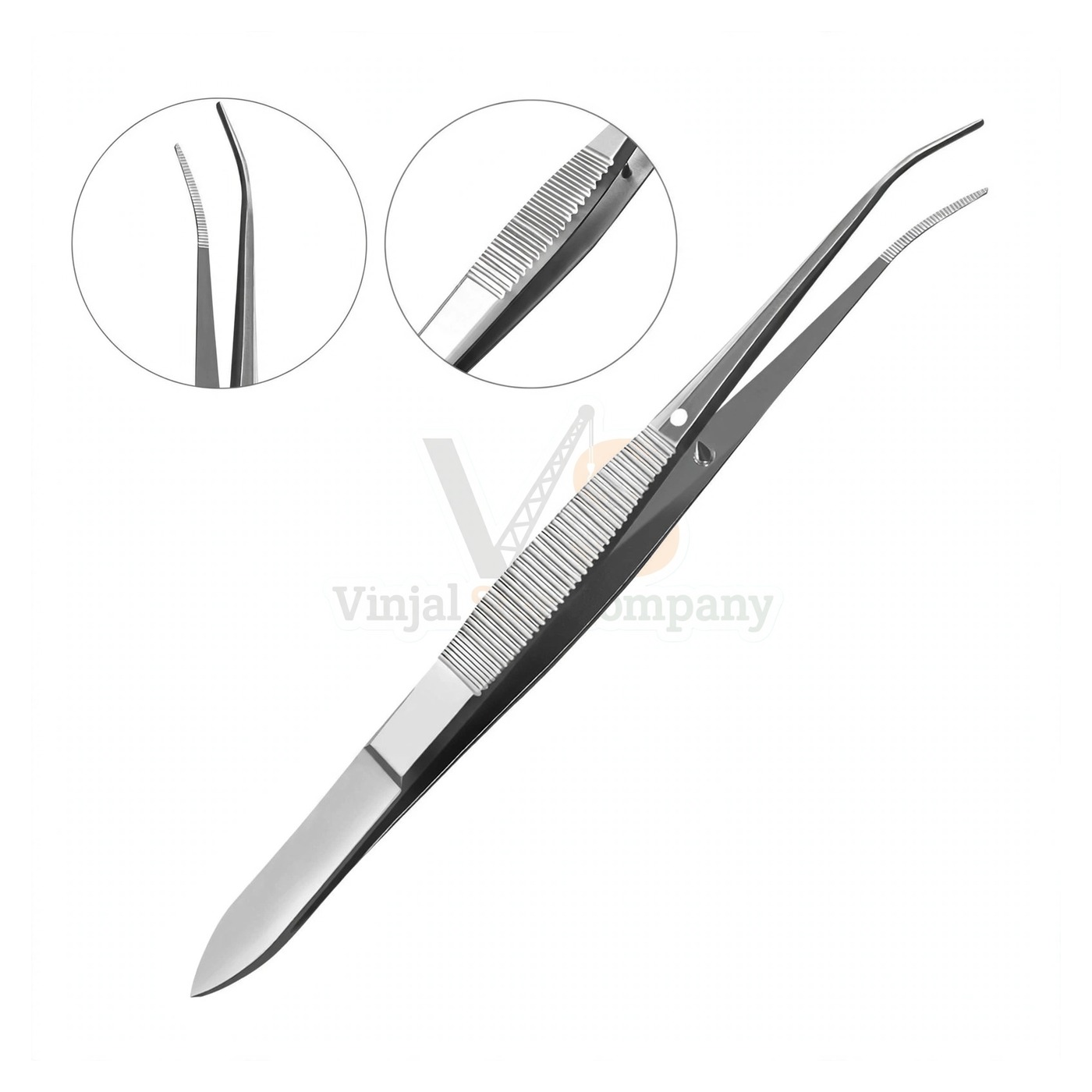 sm4868-1.jpg Eye Dressing Forceps 4 Serrated Half Curved | VS Surgico - Image 1
