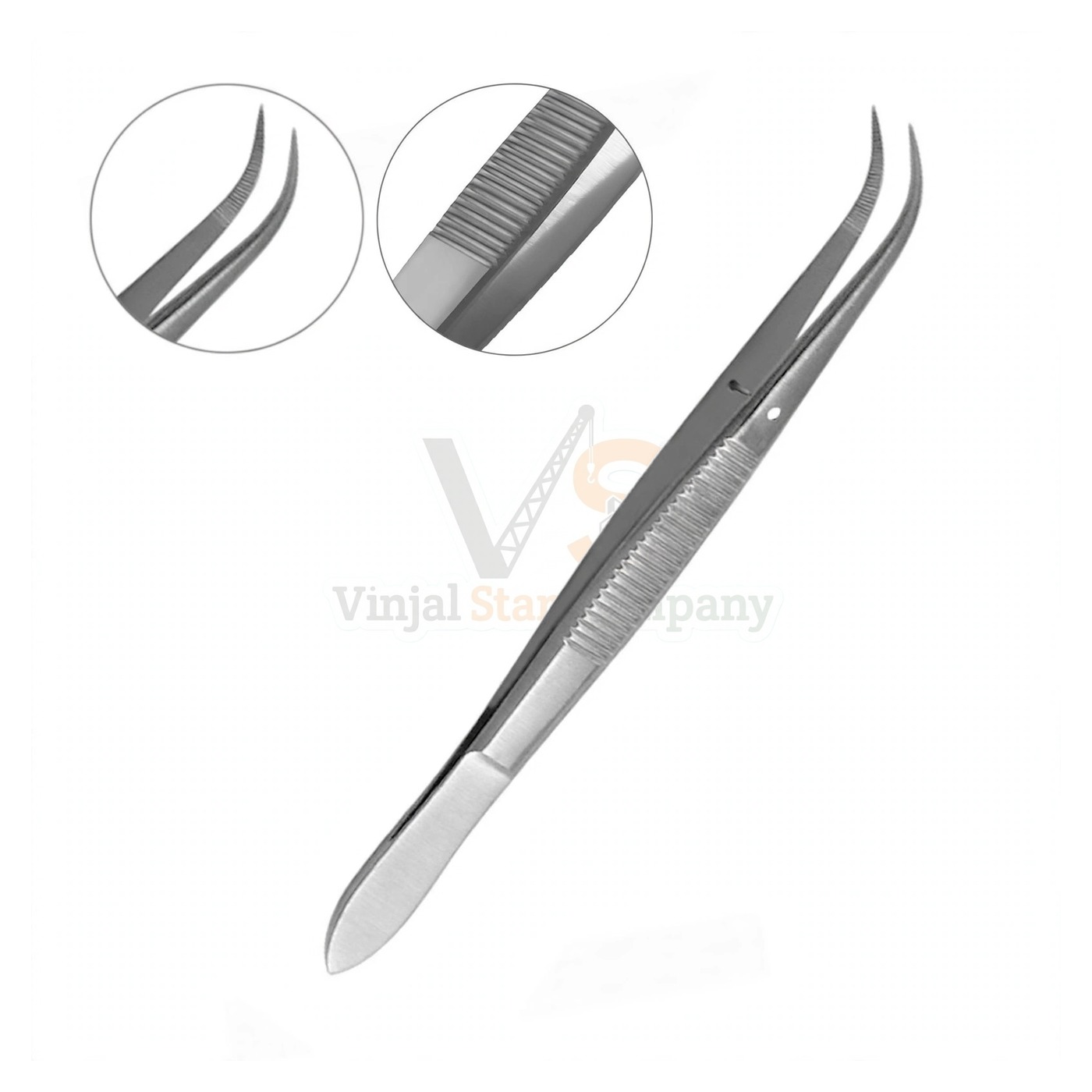 sm4987-1.jpg Splinter Forceps 4 5 Curved Serrated Tips | VS Surgico - Image 1