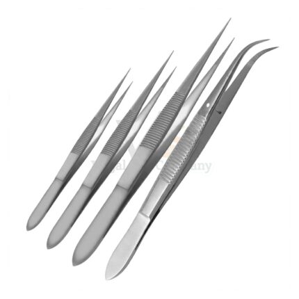 4 Splinter Forceps Set Straight Curved Serrated | VS Surgico