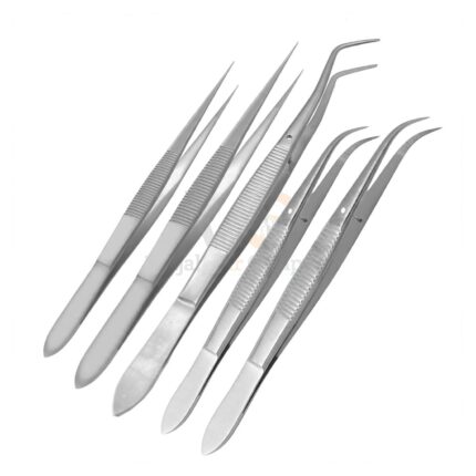 5 Splinter Forceps College Tweezer Set Serrated Tips | VS Surgico