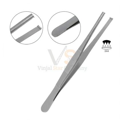 Thumb Tissue Forceps 3X4 Teeth 6 | VS Surgico