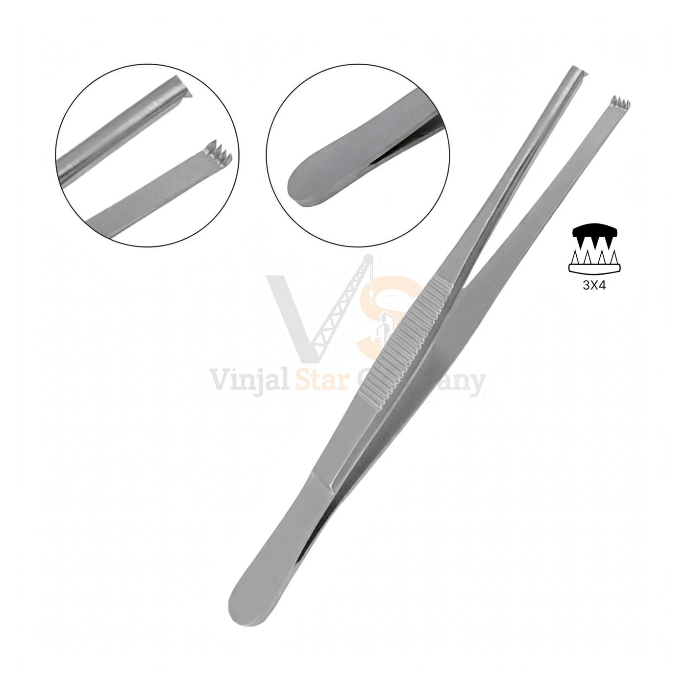 sm5117-1.jpg Thumb Tissue Forceps 3X4 Teeth 6 | VS Surgico - Image 1