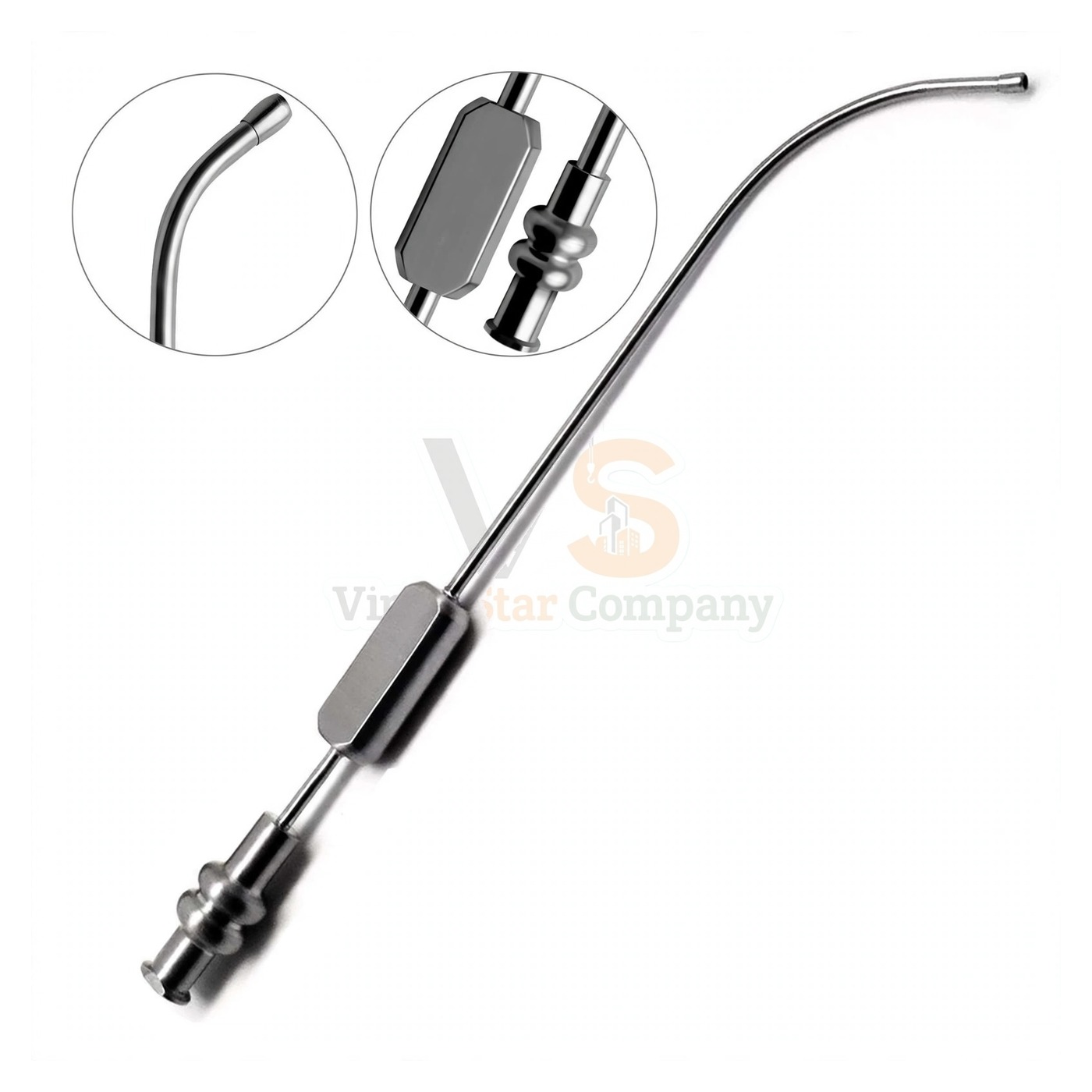 sm5178-1.jpg Von Eicken Antrum Cannula Long Curved 2 5Mm Tip | VS Surgico - Image 1