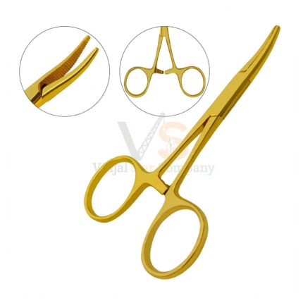 Hartmann Mosquito Forceps 3 5 Curved Full Gold | VS Surgico