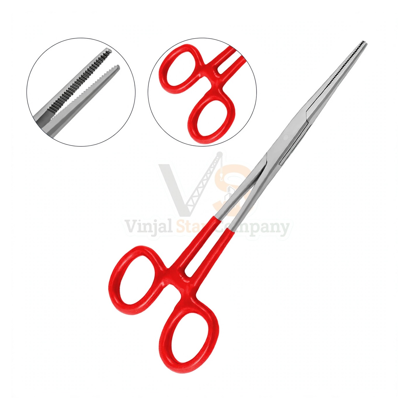 sm8259-2-1.jpg Kelly Hemostatic Forceps Str 5 5 Red Pvc Handle | VS Surgico - Image 1