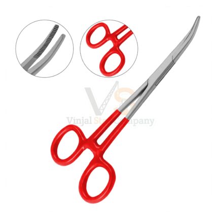 Kelly Hemostatic Forceps Crvd 6 25 Red Pvc Handle | VS Surgico